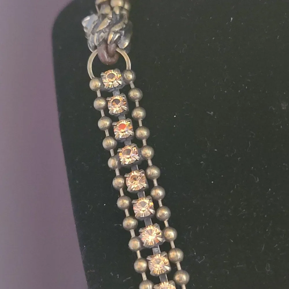 VAN GALZ - Ballchain, Leather & Crystal Wrap, Oval Pendant Necklace - Picture 8 of 14
